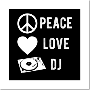 DJ Turntable - Peace Love DJ Record Music Gift Posters and Art